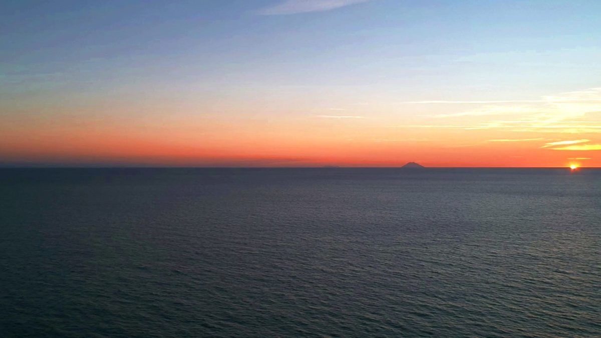 Sunset over Stromboli viewed from Falerna